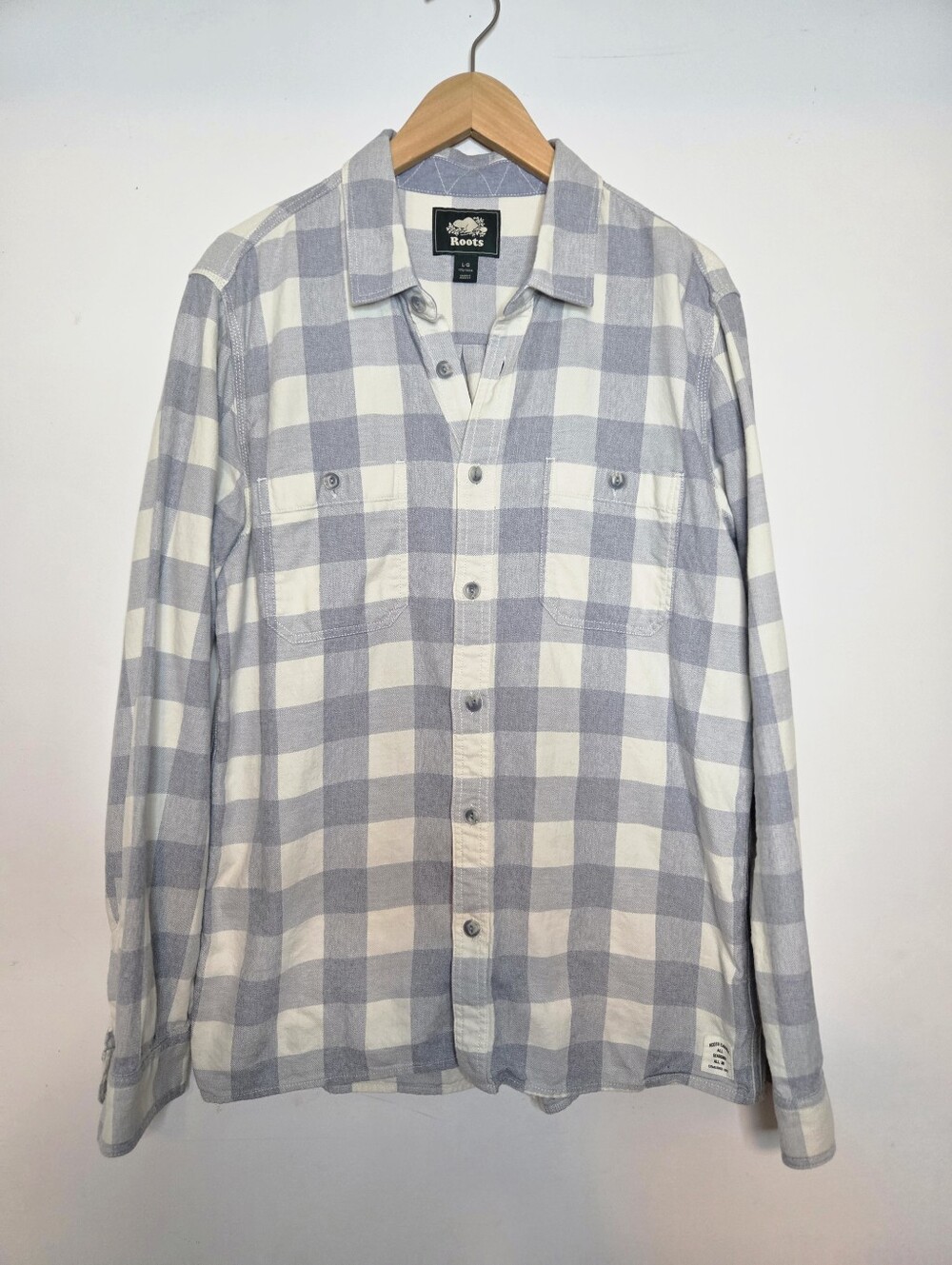 Roots Men's Check Button-Down Shirt Size L